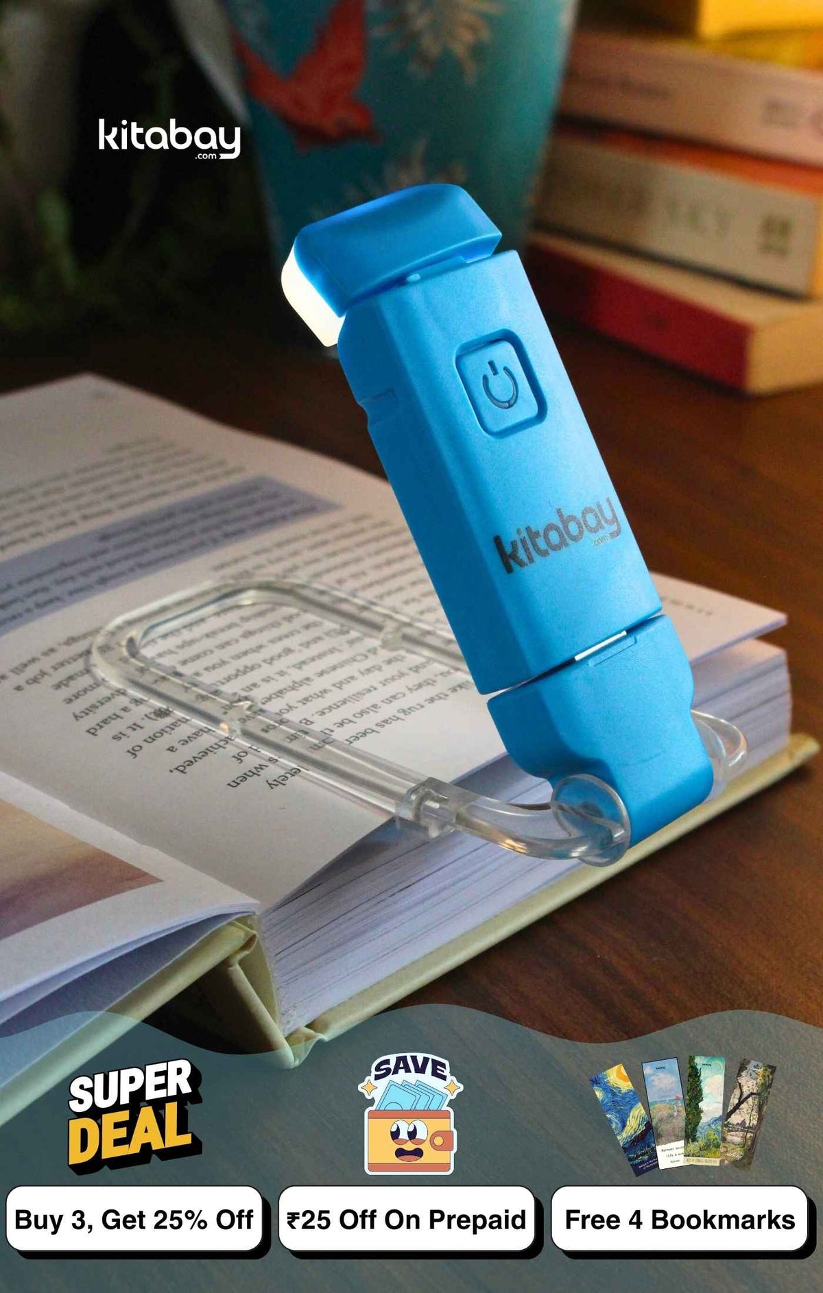 LED USB Rechargeable Book Reading Light | 3 Color Modes & Adjustable Brightness